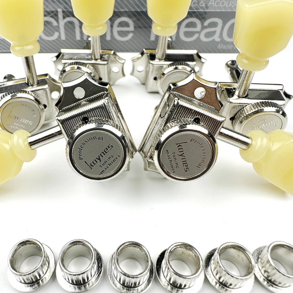 Vintage Deluxe Locking Electric Guitar Machine Heads Tuners For LP SG Guitar Lock String Tuning Pegs Nickel 1 Set 3R3L