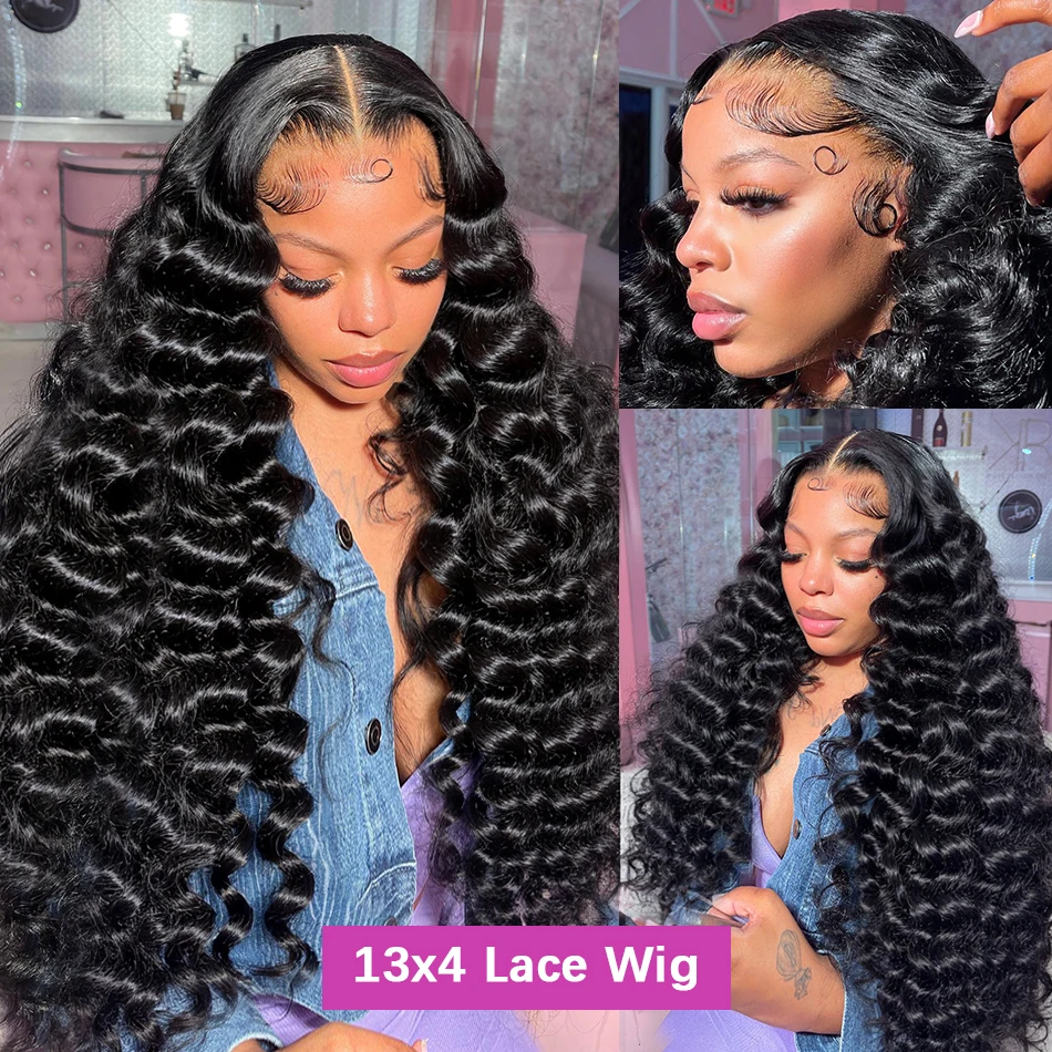 220 Density Loose Deep Wave 13x6 Lace Front Human Hair Wigs Brazilian 30 40 Inches Curly Water Wave HD 13x4 Lace Frontal Wig S1b9a132669d54612ad89deb0d28ca669B