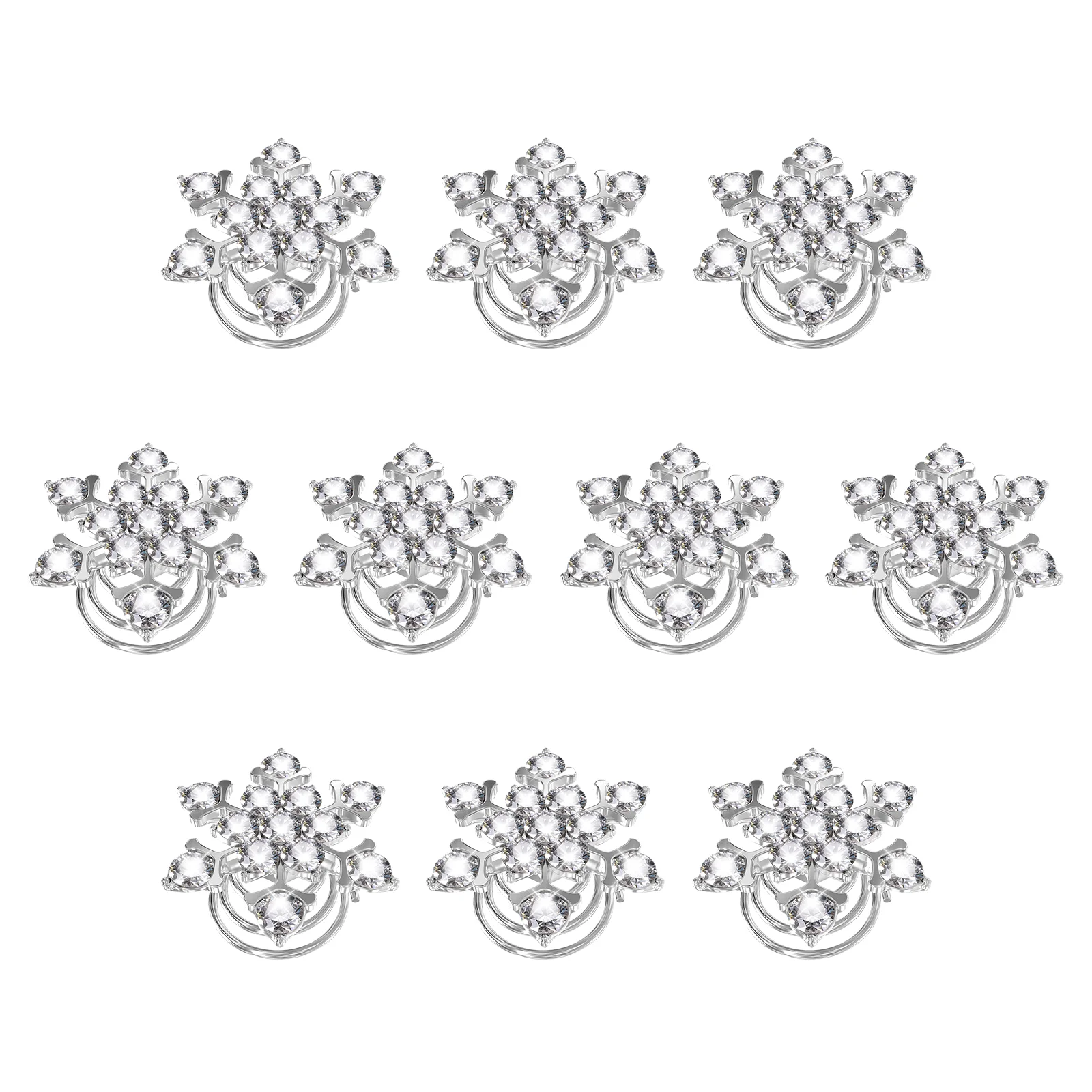 

10 Pcs Snowflake Spiral Hair Pin Holiday Accessories Christmas Clips Rhinestone