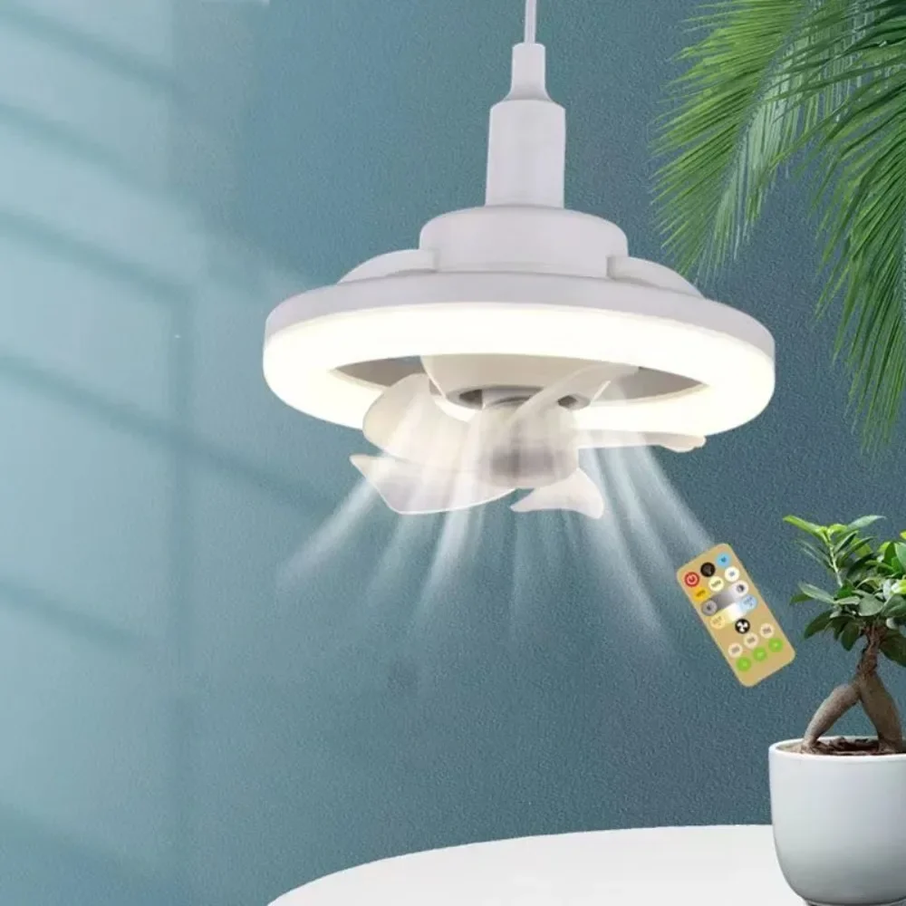 360 Rotating Ceiling Fan Light E27 Intelligent Fan with Remote Control Led Light for Living Room Bedroom Top
