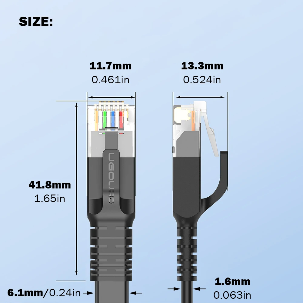 High-Speed CAT 6 Flat Ethernet Cable - Gigabit LAN Network Patch Cord