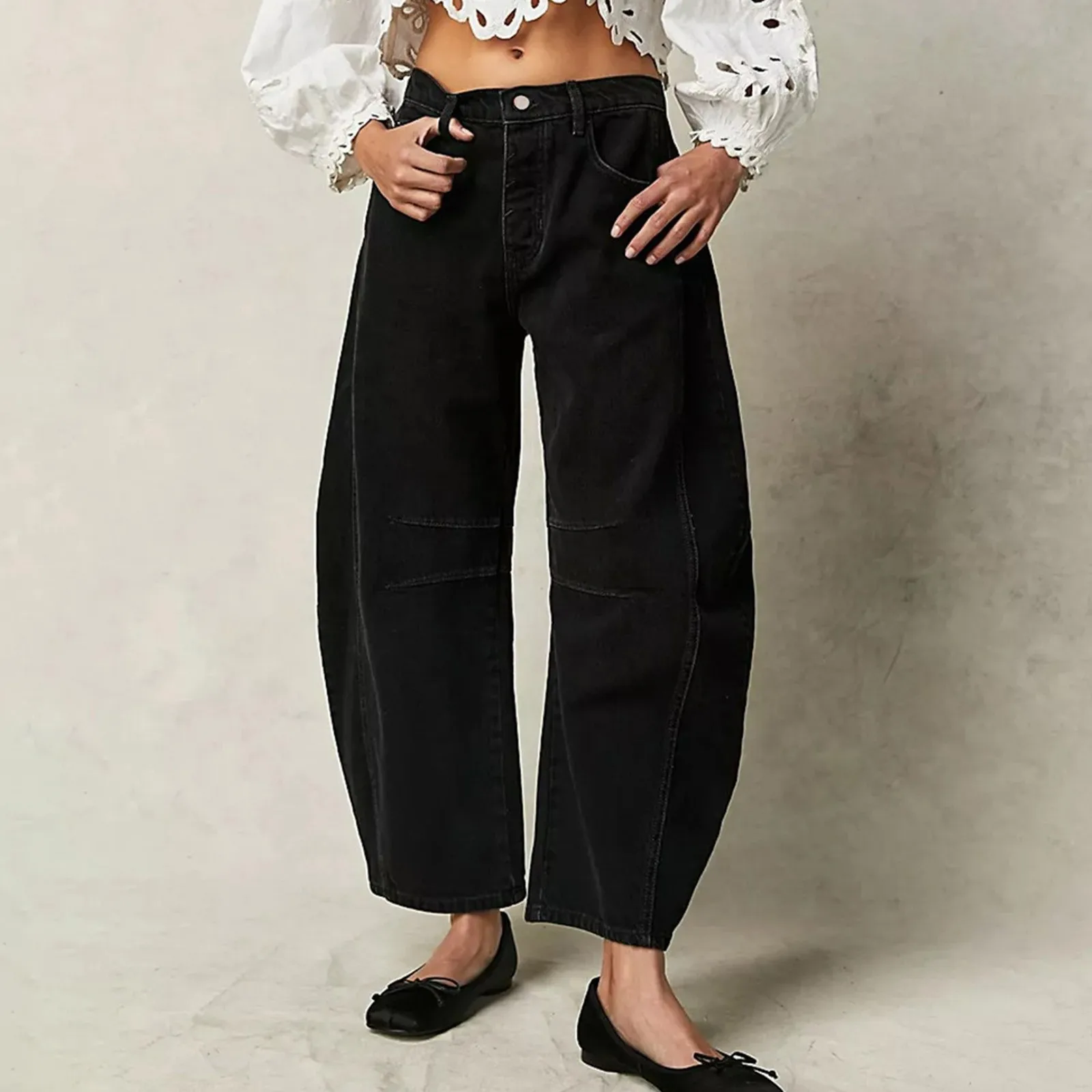 Women's Y2K Baggy Mid-Waist Wide-Leg Jeans – 90s Streetwear Style