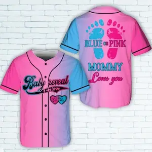 Baby Reveal Baseball Jersey Personalized Blue Pink Gender Reveal Team Boy Girl Jersey Party Shirt Sports Apparel Fans
