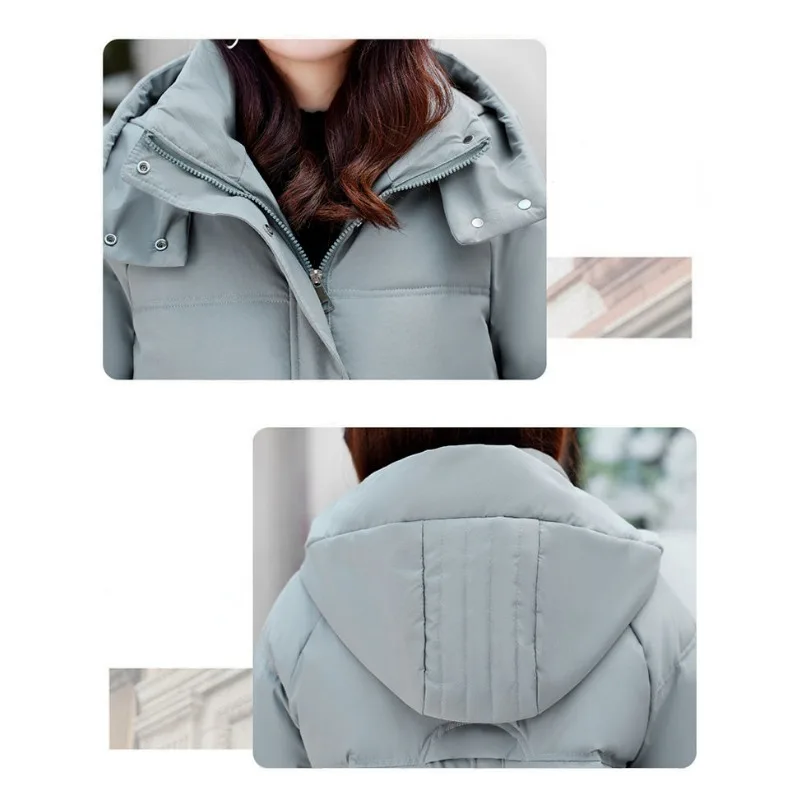 2023 New Women Down Cotton Coat Winter Jacket Female Mid Length Version Parkas Thick Warm Outwear Hooded Versatile Overcoat