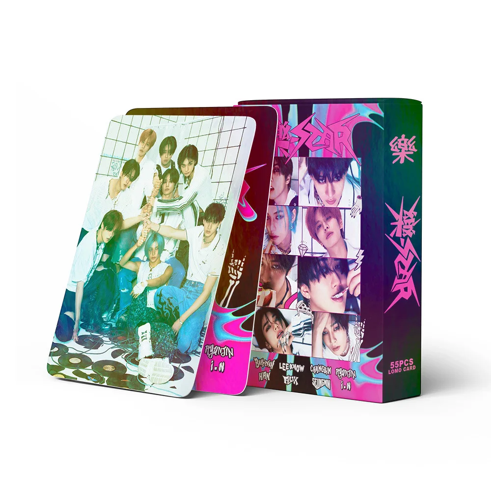 

55pcs/Set Kpop Stray Kids New Album Laser Lomo Cards Photocards Photo Card Postcard Hyunjin Felix Han For Fans Collection Gift