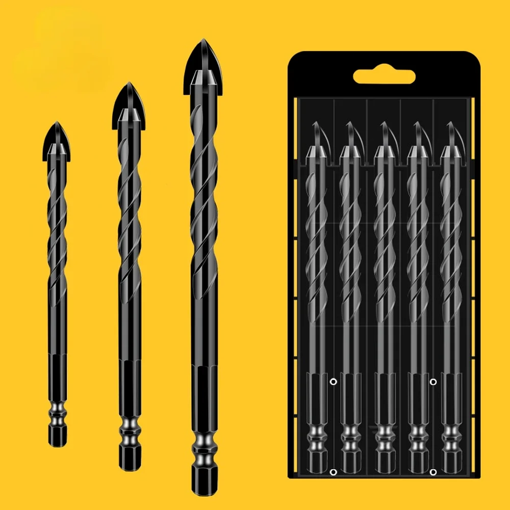 Drill Bit Set Drill Bits Drill Bit 3-12mm Cross Hex Tile Drill Bits Set for Glass Ceramic Concrete Hole Opener Brick Hard Alloy Triangle Bit Tool Kit Metal Drill
