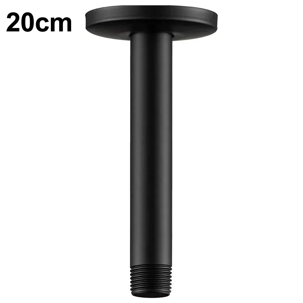 10-30cm Black Shower Bracket Flange Straight Ceiling-mounted Shower Head Extension Bathroom Accessories