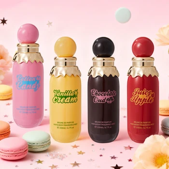 4 Styles Car Perfume Spray, Cotton Candy/Vanilla/Chocolate/Apple Scent Car Air Freshener, 200ml Large Capacity Hair & Body Fragr 1