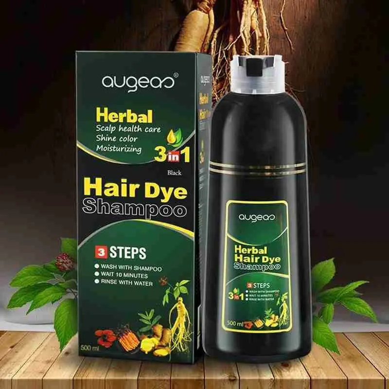 Hair Dye Only 15-25 Mins Organic Natural Plant Essence Fast Hair Color Shampoo For Unisex Cover Gray White Hair Colors