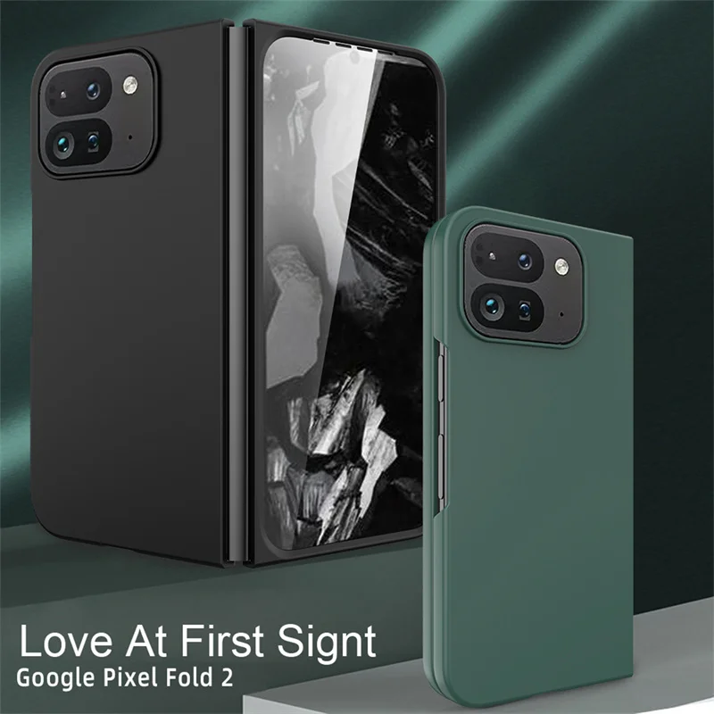 For Google Pixel Fold 2 Shell Film Lntegrated PU Hinge Folding Phone Case Lnvisible Bracket Lens Film Phone Protective Cover