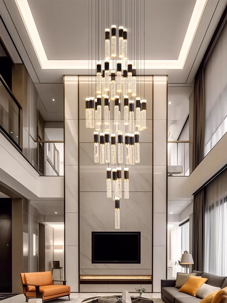 Modern Crystal Chandelier - Elegant Pendant Lamp for Living Room and Staircase