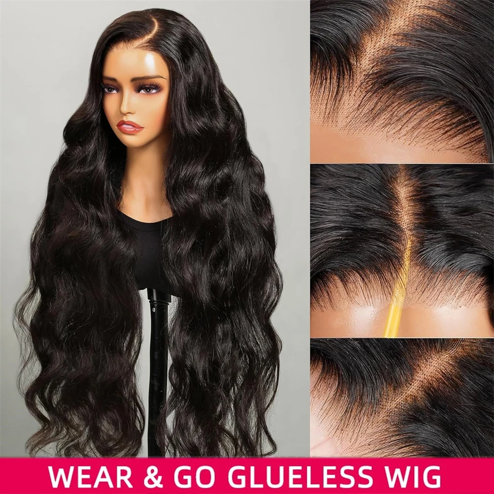 Wear and Go Glueless Wigs Human Hair Body Wave 200% Density 5X5 HD Pre Cut Lace Closure Wigs for Women Pre Plucked Airy Cap