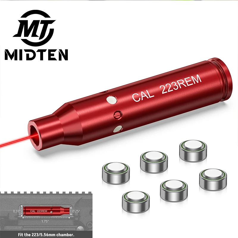 Laser Bore Sight MidTen Red 223 5.56mm Chamber With Batteries