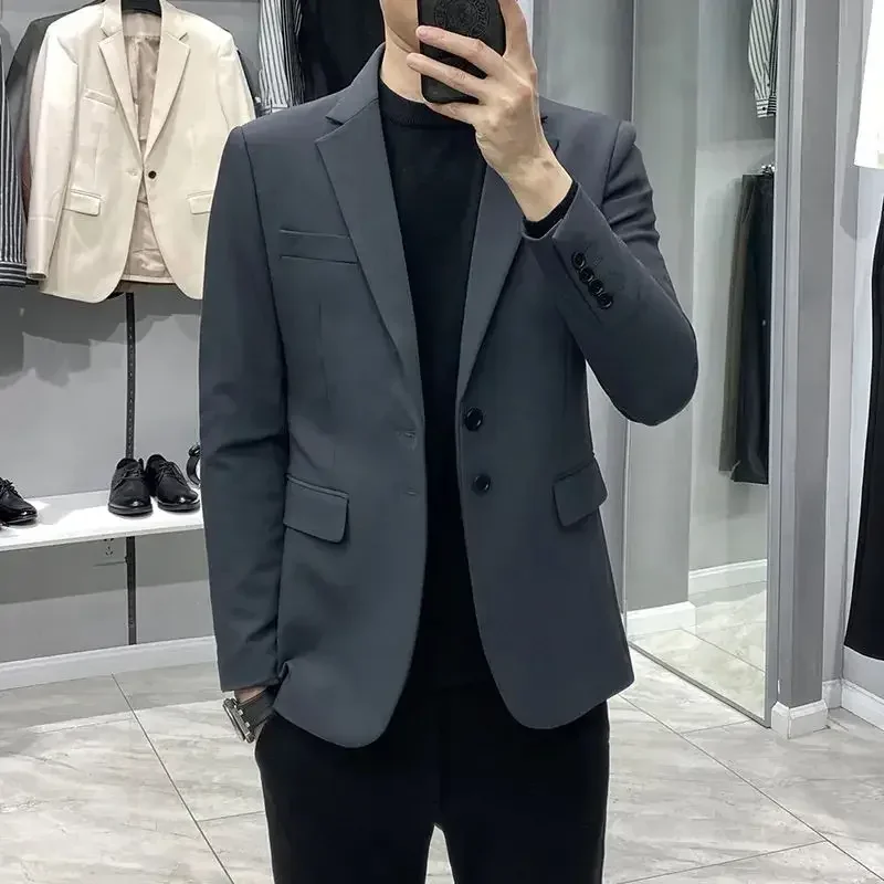 thumbnail image 1 of Abrigos Chaquetas para Hombre Chaquetas Cortas de Vestir Trajes y Blazers Cortos para Hombre Ropa de Negocios Gris de Alta Calidad Ropa de Estilo Coreano, 1 of 5