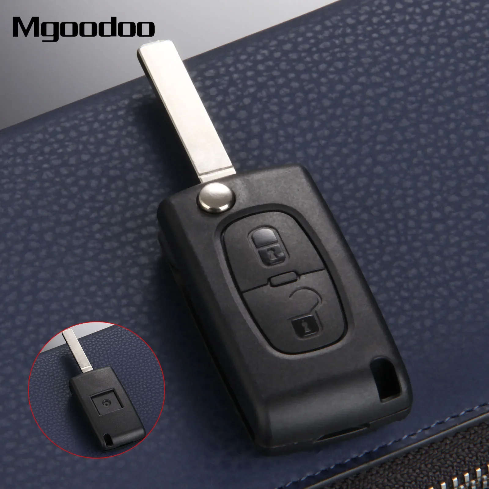 Mgoodoo 2 Buttons Flip Folding Remote Car Key Shell Case Cover For Citroen C2 C3 C5 Blank Blade Replacement Key Entry Fob