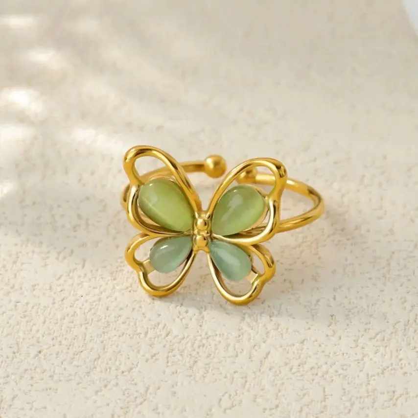 Butterfly Rings Geometric Opening Finger Ring