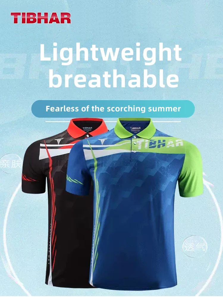 Sport T Shirt Tibhar 02303 Men Women Table Tennis T-shirt Short Sleeve Shirts Clothes Sportswear Top Ping Pong T Shirt