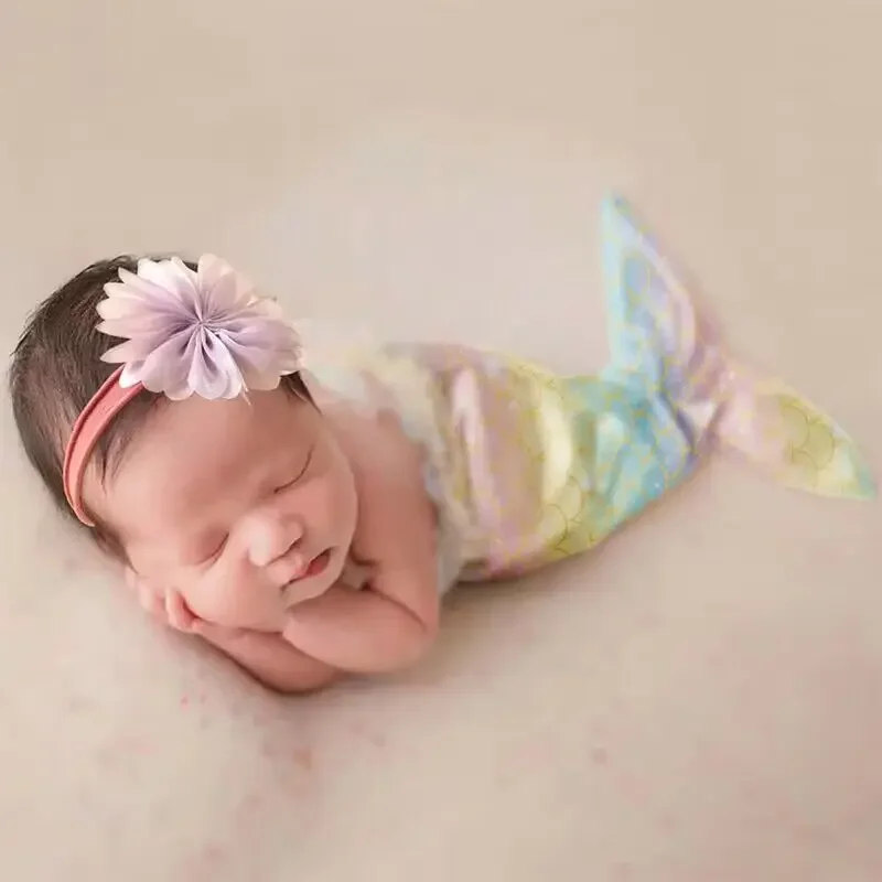 newborn-full-moon-photography-clothing-headwear-mermaid-clothing-studio-props-baby-girl-postnatal-photo-clothing