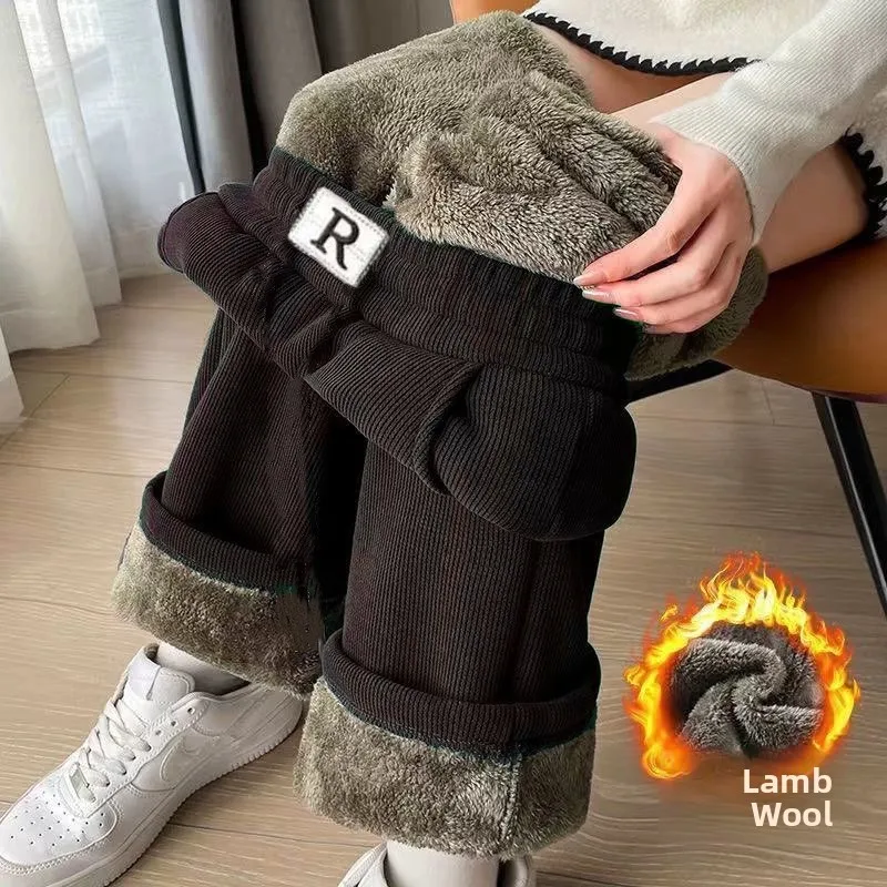 R label wide leg coffee [thick velvet]