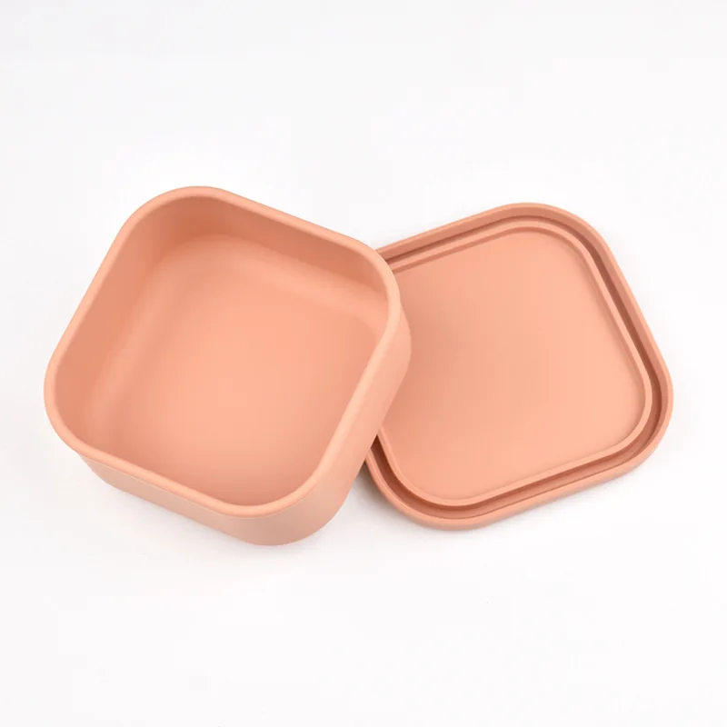 100% Silicone Fresh-Keeping Box With Lid Bento Lunch Box Fruit Salad Fresh-Keeping Bowl Modern Simple Sealed square Storage 4