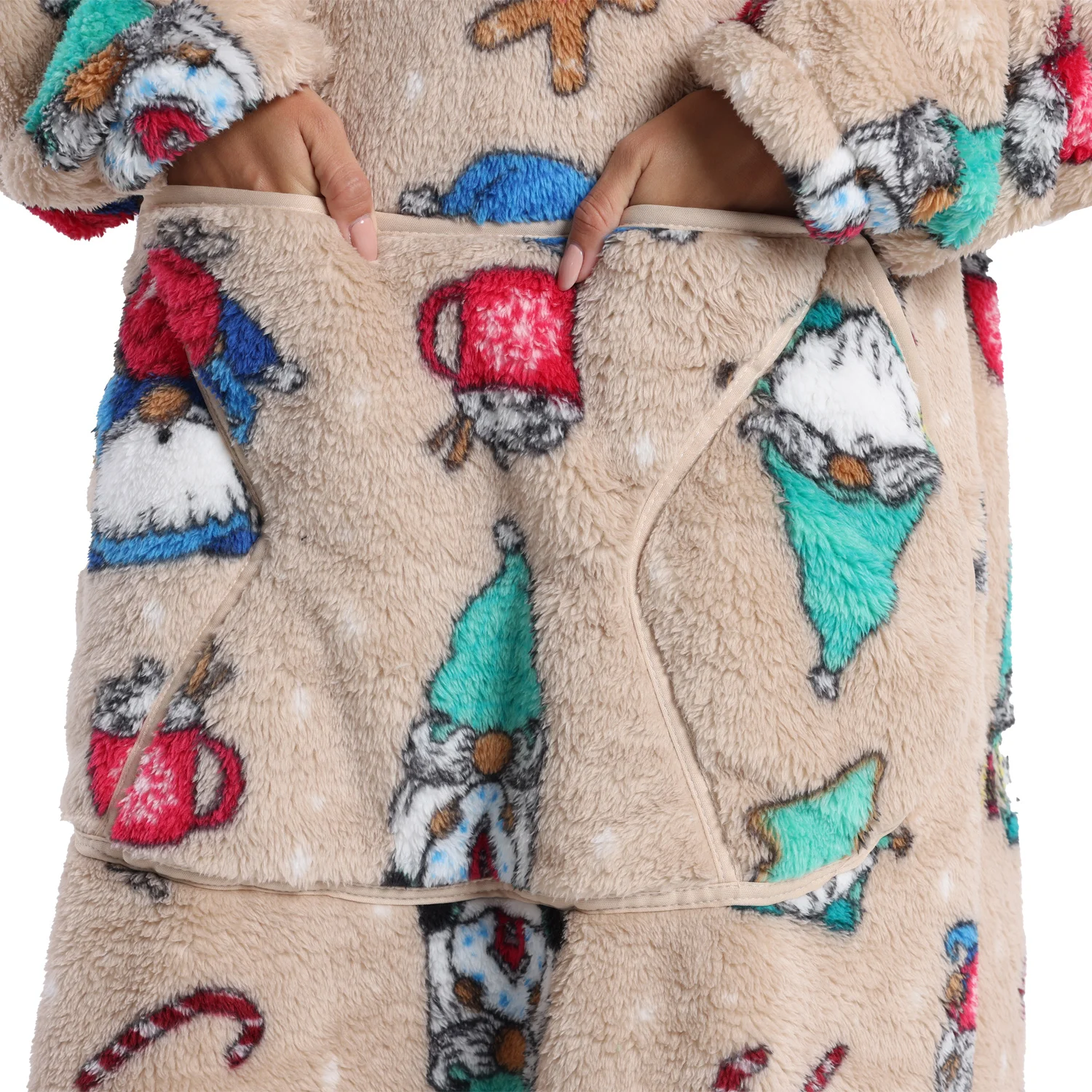 Description Picture 4 of itemWinter Warm Thick Blanket Hoodie Hooded Wearable Blanket Sweatshirt Oversized Fleece Fluffy Animal Xmas Indoor Snuggle