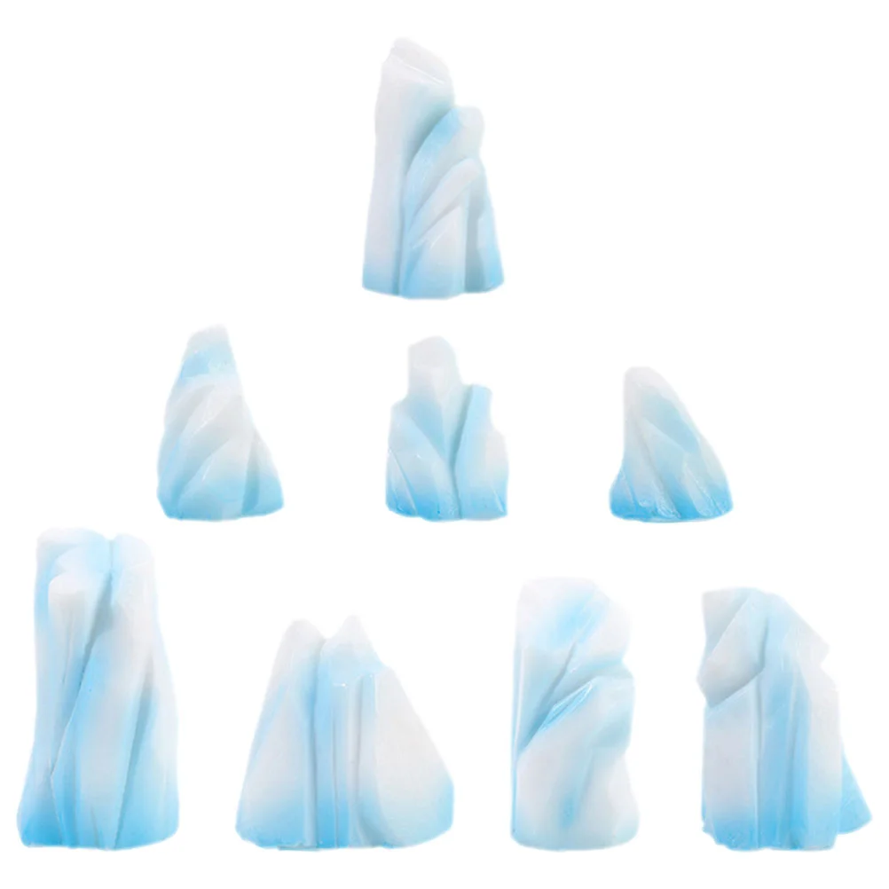 

8 Pcs Iceberg Micro Landscape Miniature Floeberg Ornament Tiny Christmas Decorations Statue Fish Tank Figurine Ornaments