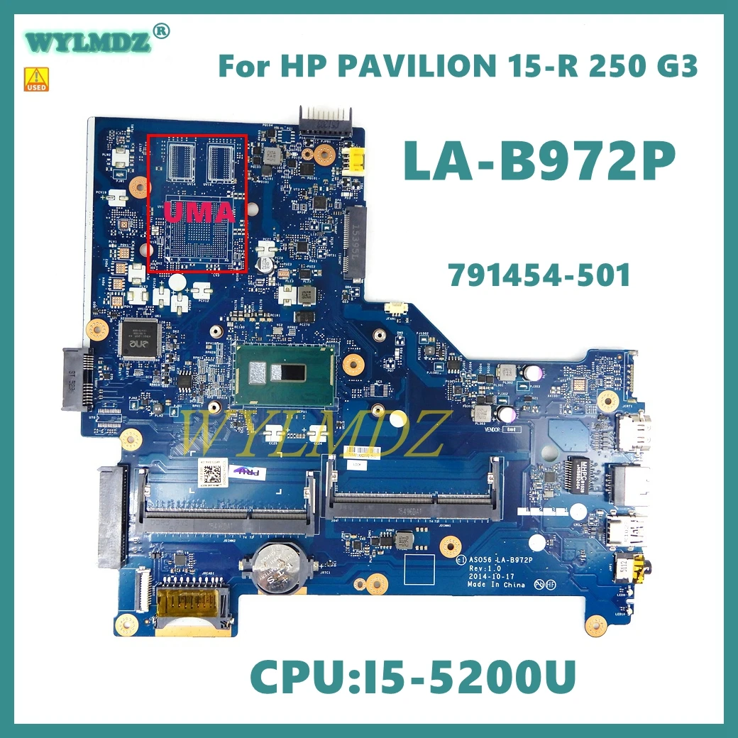 

LA-B972P With i5-5200 CPU Notebook Mainboard For HP PAVILION 15-R 250 G3 Laptop Motherboard 791454-501 100% tested OK Used