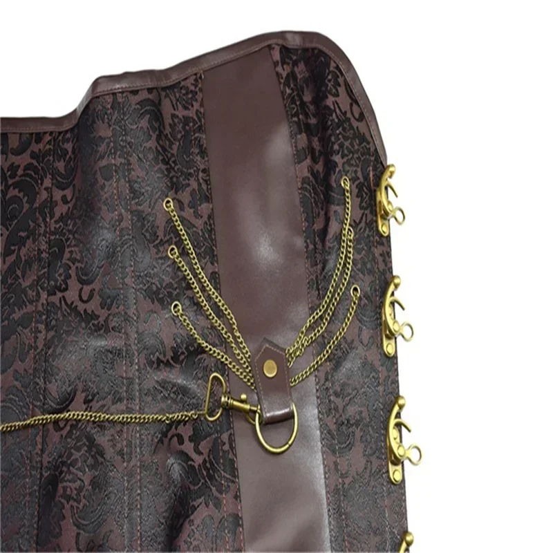Steampunk Body Shapewear Woman Brown Gothic Clothes Bodice Bustier Vintage Burlesque Goth Waist Lace-up Corsets waist trainer waist corset body shaper corset bustier top lace corset