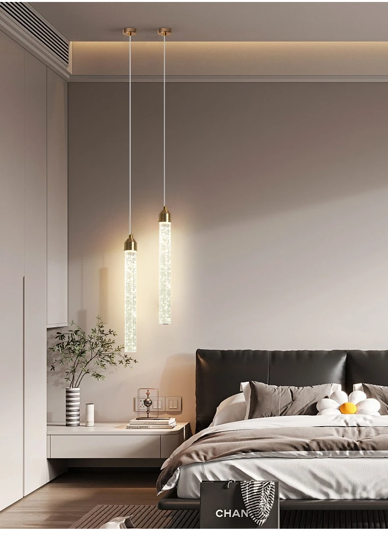 Luxury Crystal Pendant Light - Modern Gold Hanging Lamp for Living Room Bedroom Dining Room Decor