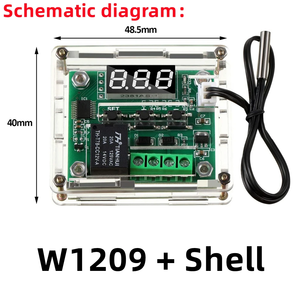 W1209 Blue/Red light DC 12V heat cool temp thermostat temperature control switch temperature controller thermometer thermo digital temperature controller digital thermostat