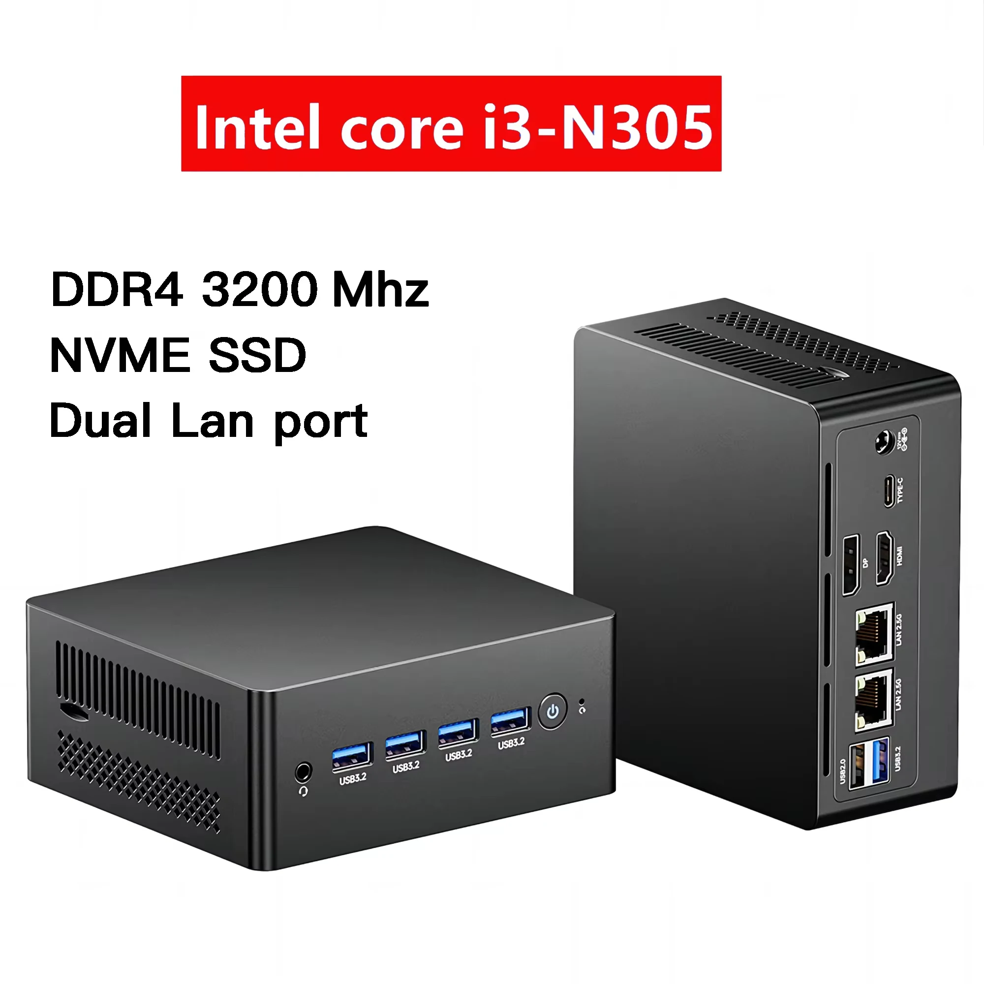 N305 Windows 11 PRO Mini PC Intel i3-N305 DDR4 3200Mhz 2280 NVME