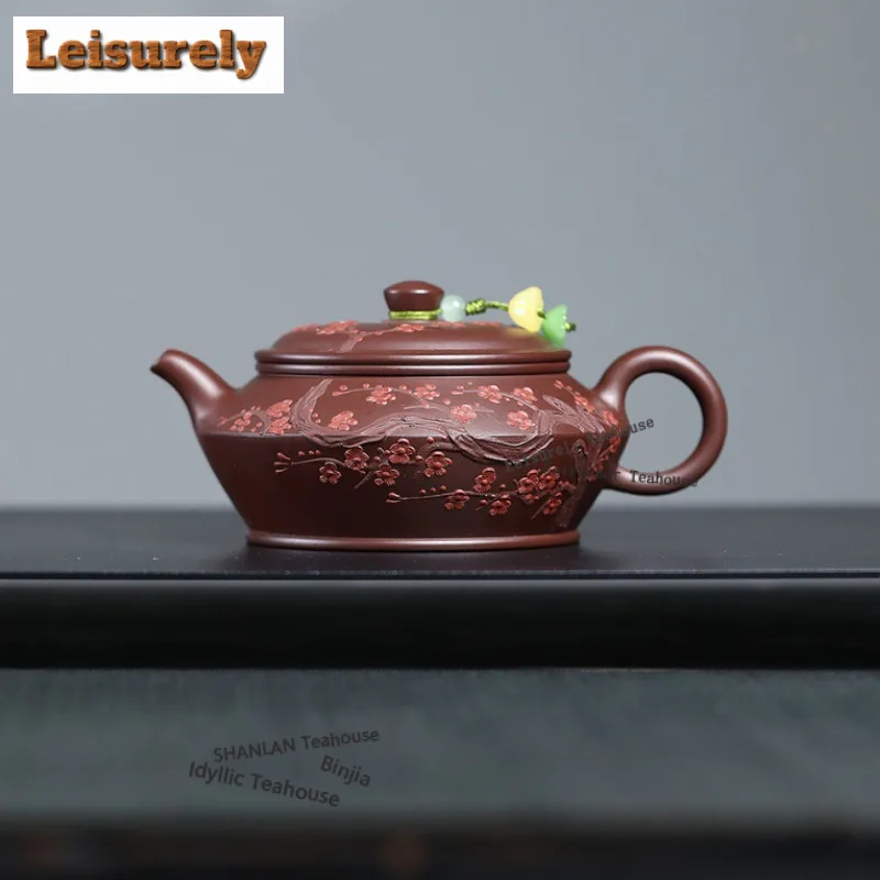 210ml High-end Yixing Purple Clay Teapots Artists Handmade Plum Blossom Pot Raw Ore Purple Zhu Mud Tea Maker Kettle Zisha Teaset
