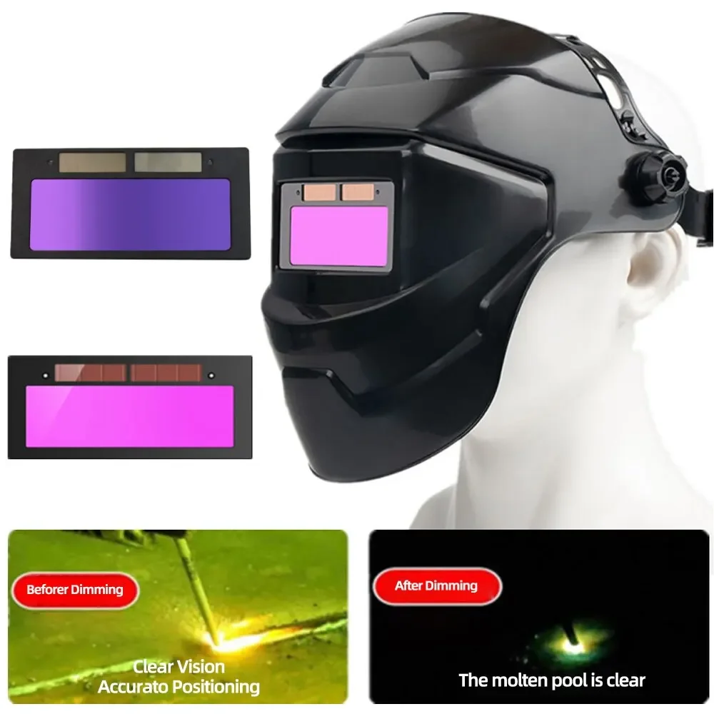 

Welding Helmet Welder Mask Chameleon Large View True Color Solar Power Auto Darken Large Multifunctional For Arc Weld Grind Cut