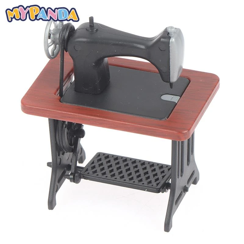 Dollhouse Decor Miniature Furniture Sewing Machine With Thread Scissors  Accessories Dolls House Kids Toys For Girls
