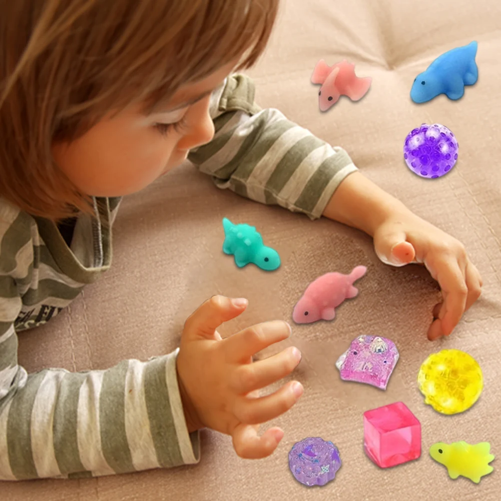 24Pcs Mini Squeeze Toys Stress Relief Fidget Toys Christmas Colorful Soft Gift Box Squish for Xmas Stocking Stuffers