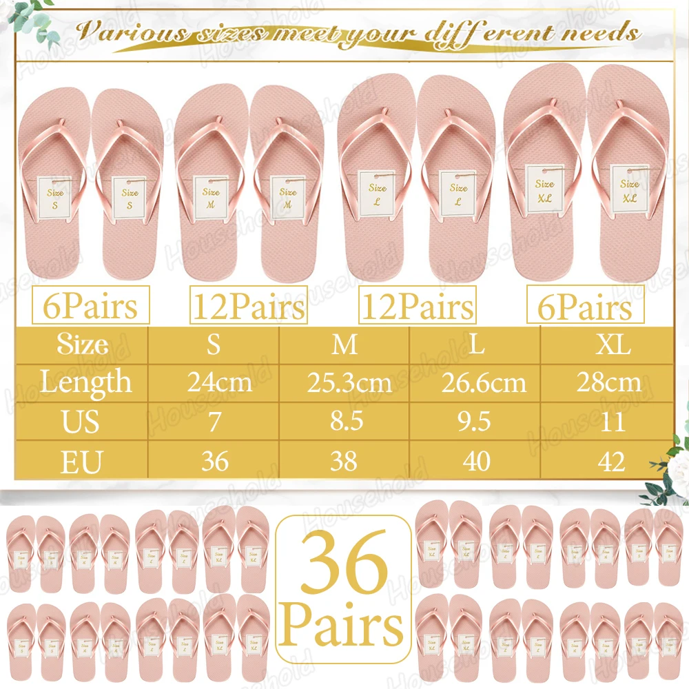 24-120 Pairs Wedding Flip Flops for Guests Soft Wedding Sandals Bulk Hotel  Spa Slippers with Size Cards Pool Shower Party Favors - AliExpress