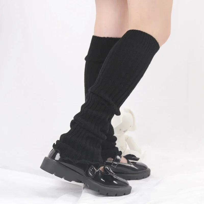 Cute Japanese Lolita JK Leg Warmers Women Ankle Warmer for Girls Gothic Long Socks Y2K Thin Knitted Cosplay Heap Heap Socks
