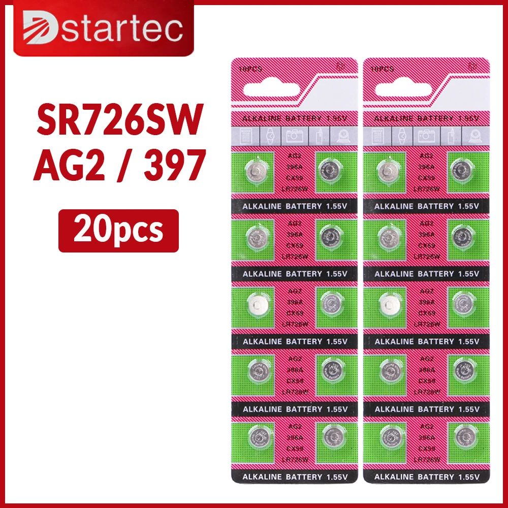 10pcs-50pcs 2022-NEW 1.55V AG2 LR726 397 396A SR726 196 SR59W SR726SW Button Battery For Watch Toys Remote Cell Coin Batteries 