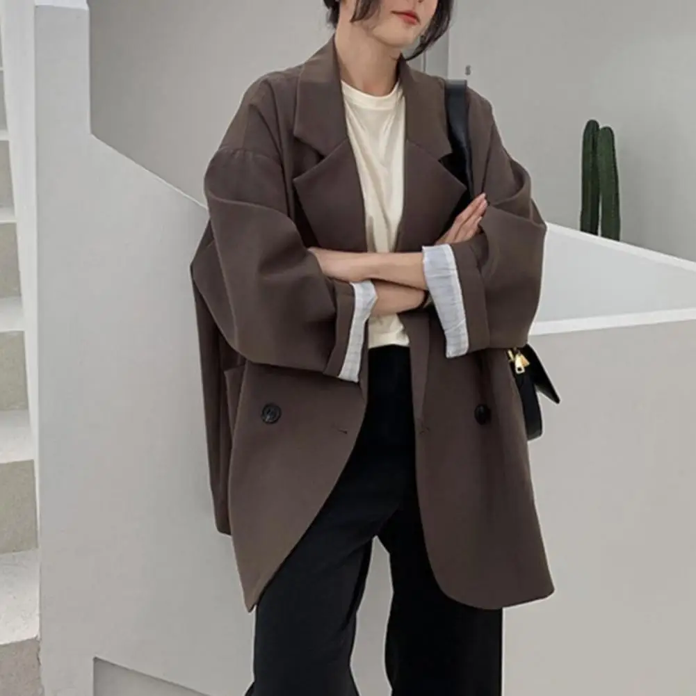 

Stylish Skin-touch Two Pockets Elegant Temperament Autumn Winter Solid Color Casual Lapel Suit Jacket Suit Jacket Warm