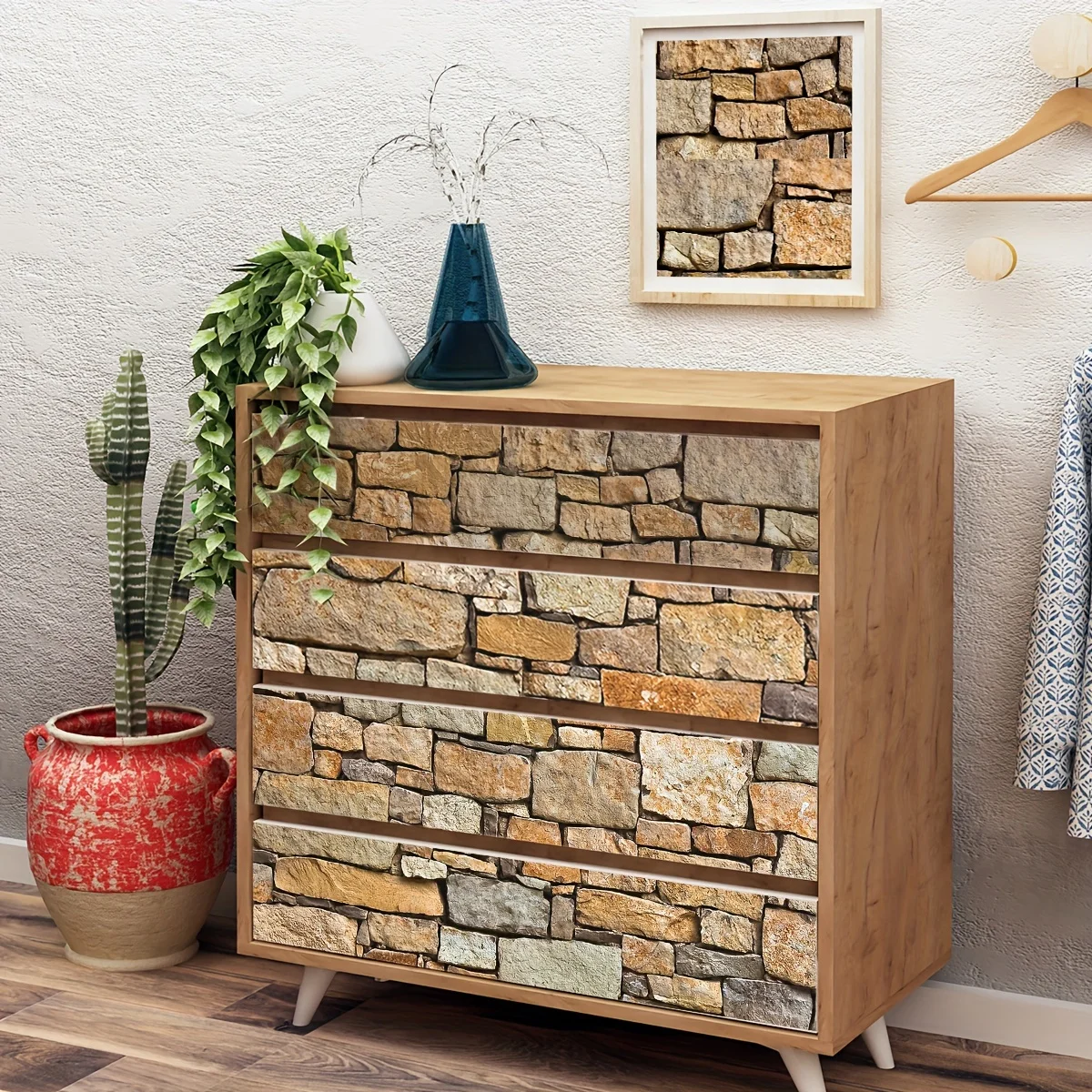 13PCS simulation 3D natural original brown stone wall ladder stickers self-adhesive waterproof wear-resistant thickening sticker