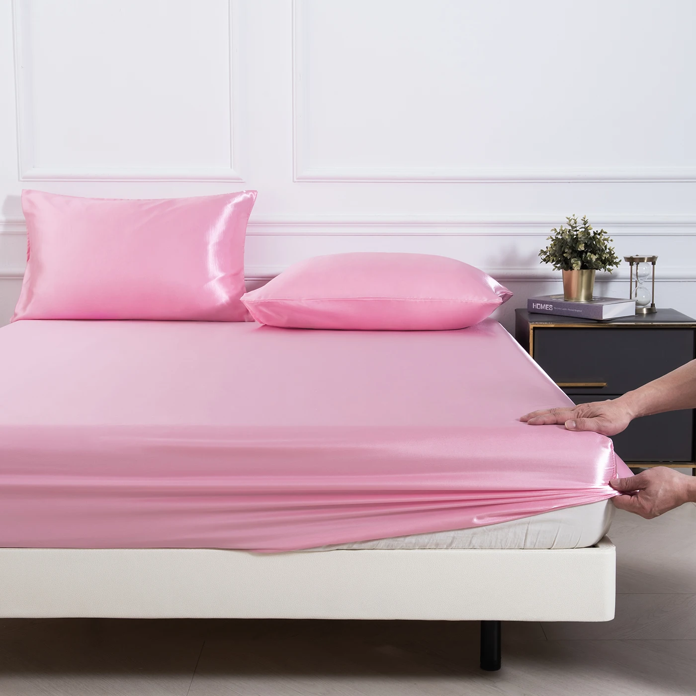 Satin Solid Color Fitted Sheet Set 5