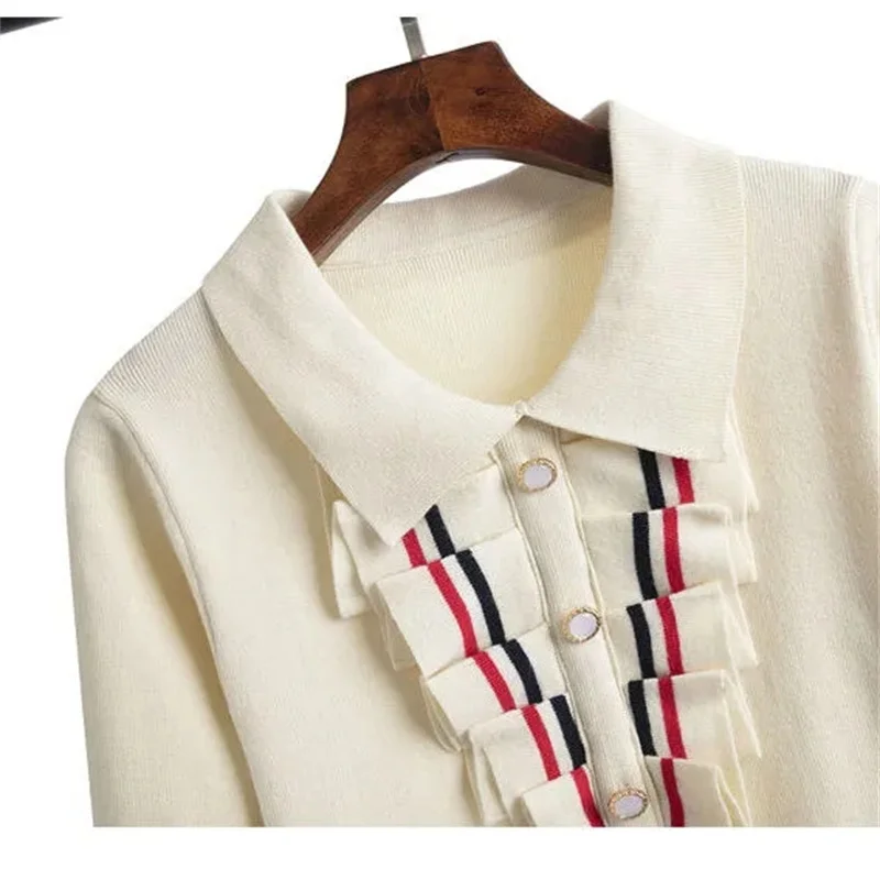 2025 New Women's Light Wind Temperament Popular Splicing Knit Sweater Female Autumn Medium Length Style Slim Dress jumper Women