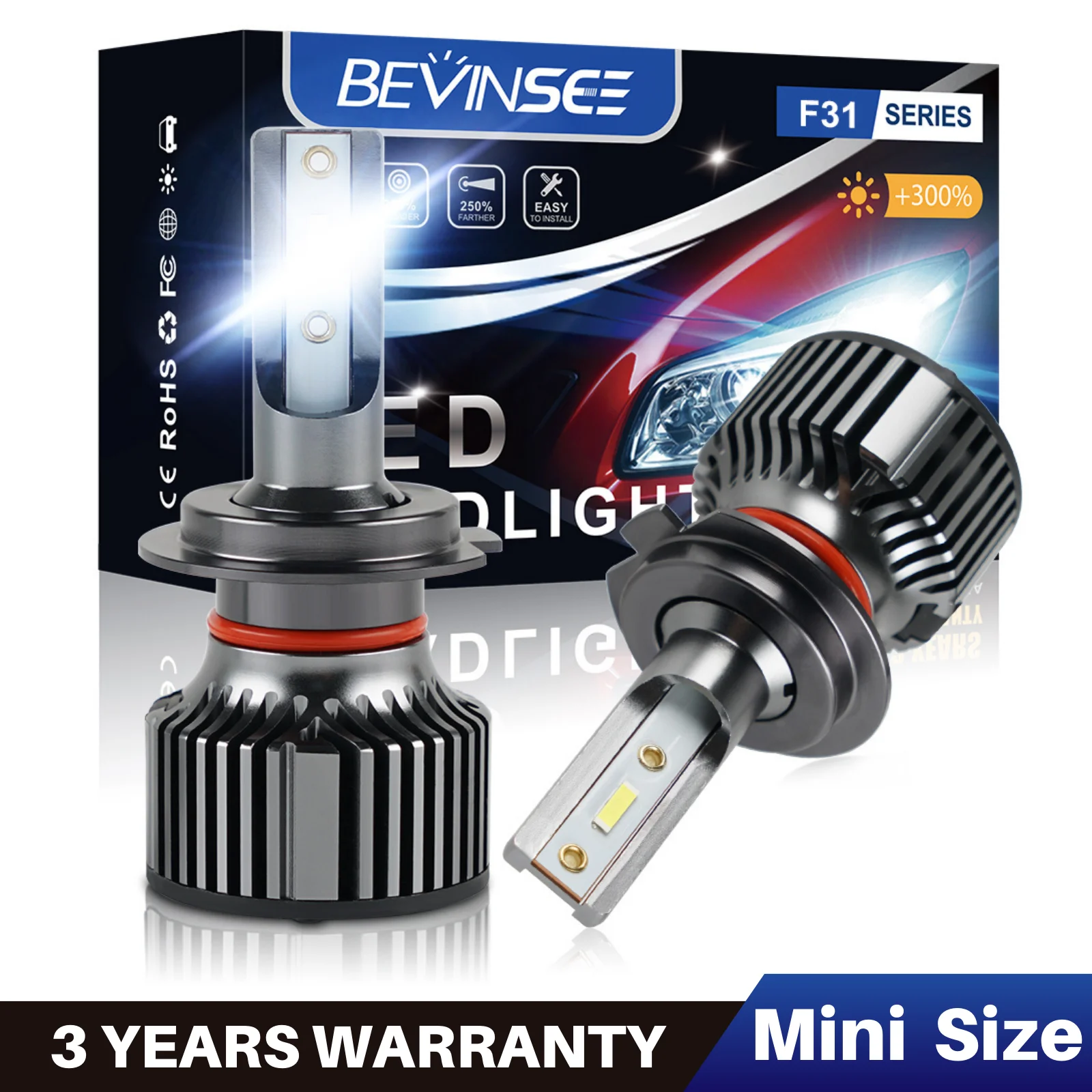 Bevinsee H4 H7 H1 Led Headlight For Vehicles H3 H8 H9 H11 Led Lights 9006  HB4 9005 HB3 Car Light Bulbs 12V 6000K 50W Lamp F31B - AliExpress