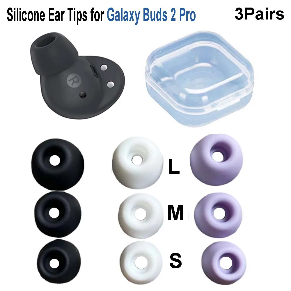 6PCS Soft Silicone Ear Tips for Samsung Galaxy Buds 2 Pro Earbuds Headphones Eartip Accessories L M S