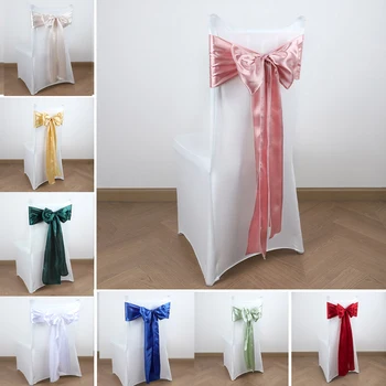 Ceintures de chaise en Satin pour mariage, 10 pièces, nœuds verts sauge, rubans de couverture de chaise pour Banquet, fête, réception-cadeau pour bébé, ruban de chaise d'allée 1