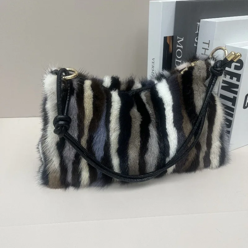 Premium Quality Natural Mink Women's Female Handbag New Style Trendy Fur Bag Fashionable Simple Versatile Phone Shoulder Bag
