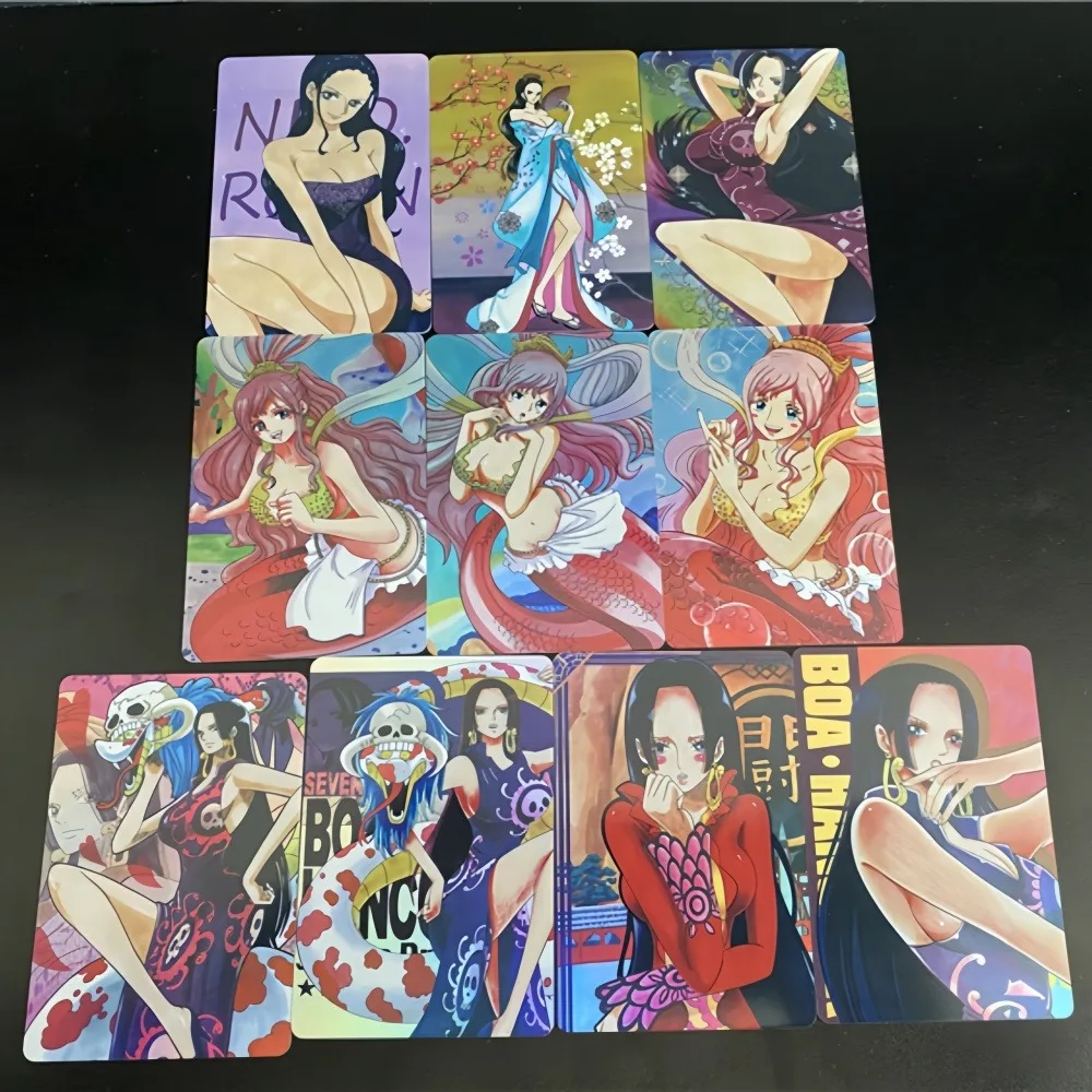 

Self Made ONE PIECE Nico Robin Boa Hancock Shirahoshi Refractive Flash Card Anime Peripheral Game Collection Card Holiday Gift