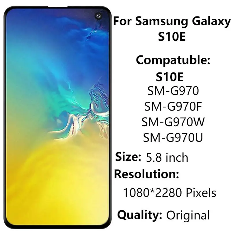 

5.8" Original AMOLED For SAMSUNG S10E G970 LCD Display With Frame SM-G970U G970W G970F/DS Display Touch Digitizer Assembly Parts