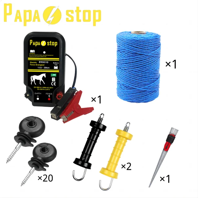 Dc Elektromos Kerítés Energiser 20Km Napenergiával Működő 1J Készlet+ 200 M Huzal+ 20Db Szigetelő