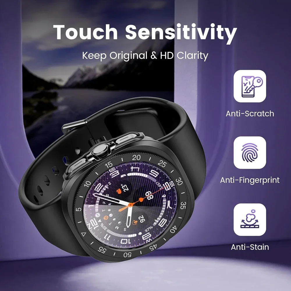 Premium 3-in-1 Tempered Glass Screen Protector with Hard PC Case & Bezel Ring Cover